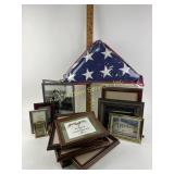 Glass brick, American Flag, picture frames