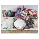 Ladies scarves, gloves, and belts, tablecloths,