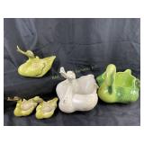 Ceramic swan planters (one Hull pottery)