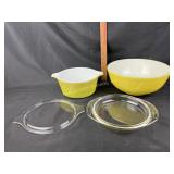 Pyrex large yellow milk glass mixing bowl, Pyrex