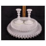 2Fenton crystal crest cake plates, 2 Fenton