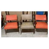MCM Pivot Back Chairs (3) Mocha Striped Chair,