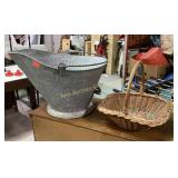 Galvanized coal bucket & basket