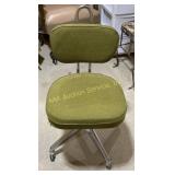 Olive Green Office Chair, polished stainless