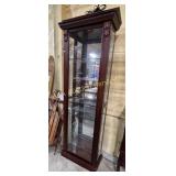 Wood side opening lighted curio cabinet with