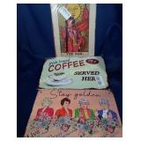 Metal sign reproductions - coffee, sunshine,