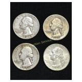 (4) Washington Silver Quarters 1946-S, 1946-D,
