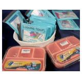 Cooling towels qty 12, lunch box with lid qty 2,