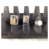 (3) Native American Navajo silver rings. Silver