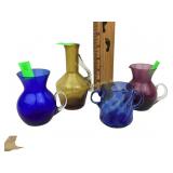 Vintage colored glass small pitchers