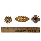 (3) rhinestone brooches incl. Coro