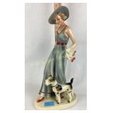 Art Deco Germany ceramic woman with dog figurine