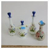 Bristol enameled opaline glass cologne bottles,