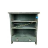 Wooden 3 shelf display case with drawer,