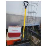 Steel core snow shovel, Igloo playmate cooler,