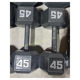 Hand dumbbell weights - set of 2 - 45lbs each