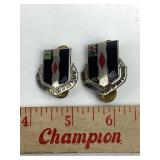 (2) US Army enameled 60th Infantry Regiment pins