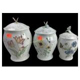 Lennox butterfly Meadow three piece canister set.