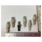 (6) miniature bisque dolls antique