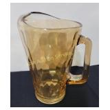 Amber Glass Pitcher with Honeycomb Pattern This