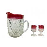 Indiana Glass diamond point cranberry pitcher