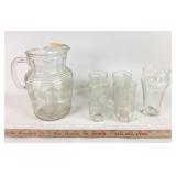 MCM frosted apple juice glasses with pitcher.