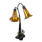 Art Nouveau Style Bronze 2-light Lily Lamp