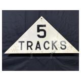 Railroad 5 Tracks Metal Sign Vintage