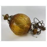 Amber Hanging Swag Light Textured Grape Pattern