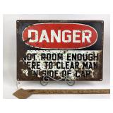 Metal Railroad No Clearance Sign Vintage