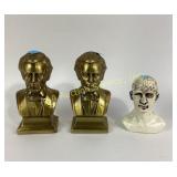 Brass toned Abraham Lincoln bust bookends,