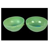 (2) Fire King jadeite cereal bowls one with small