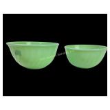 (2) Fire King Jadeite swirl mixing bowls 8 inch