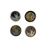 (4) large Victorian metal picture buttons