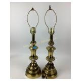 Pair of Brass Table Lamps with Harps