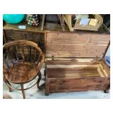 Wooden Storage Chest and Spindle Back Chair