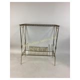 Vintage Brass Metal Magazine Rack and Table