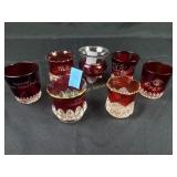 (7) Ruby Flash Souvenir Glass Grouping