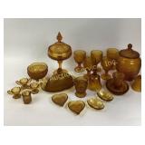 Amber glassware collection, 22 pieces