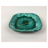 Green Glazed Ceramic Plate Signed Pottery