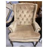 Tufted Wingback Armchair with Nailhead Trim