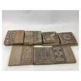 Set of Handcrafted Ceramic Tiles with Geometric an