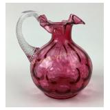 Fenton Cranberry Coin Dot Glass Pitcher