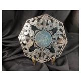 Sterling & glass Art Nouveau octagonal trivet