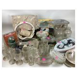 Sundae glass Dishes, assorted serving trays,