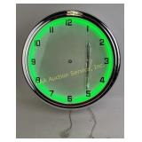 15-Inch Green Neon Light Wall Clock - works