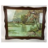 Framed print of lake and Mountains in ornate