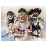 5 Dolls: (2) porcelain, (2) Pat sECRIST dolls &