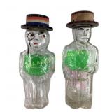 Figural Glass perfume Bottles with Hat Stoppers