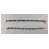 (2) sterling bracelets - one with enamel damage,